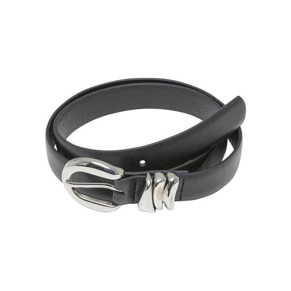 Urban Classics - Chunky Multiple Loop Synthetic Leather Riem - Zwart/Zilverkleurig